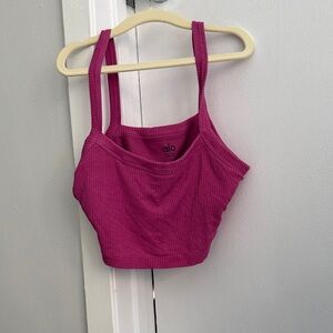 Alo Ribbed crop whisper tank - raspberry sorbet
